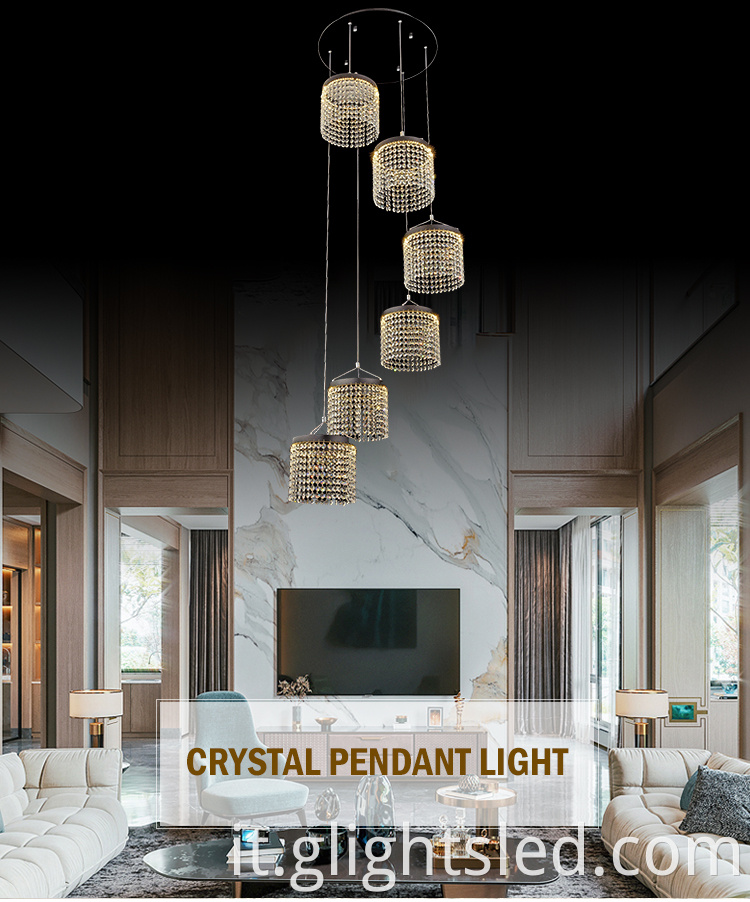Lampada a sospensione moderna da soffitto in cristallo K9 di lusso contemporaneo di alta qualità 72w 120w